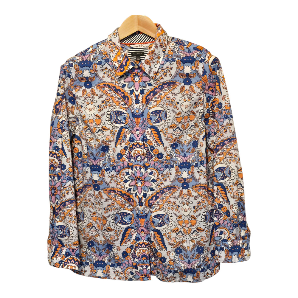 Talbots Shirt Womens Large Button Up Multicolor Floral Paisley Print Maximalist